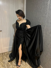 Black Sequins tail Gown